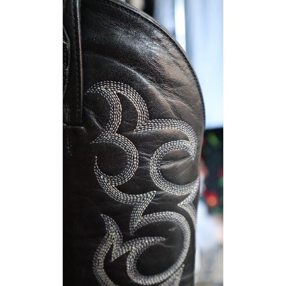 Vintage Ferrini Black Python Snakeskin Leather Cowboy Boots Men 10 EE Western main image 3
